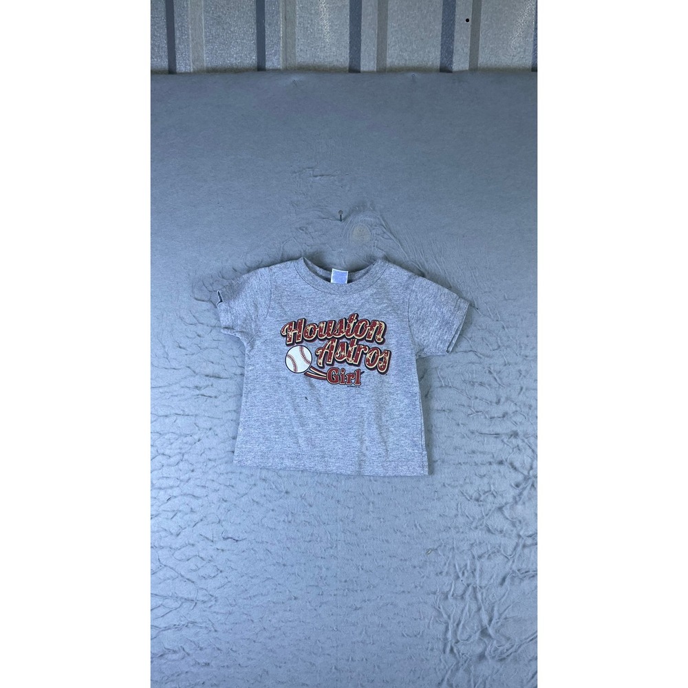 Rabbit Skins T-Shirt Kids Size 2 Gray Good Houston Astros Girl Graphic Tee